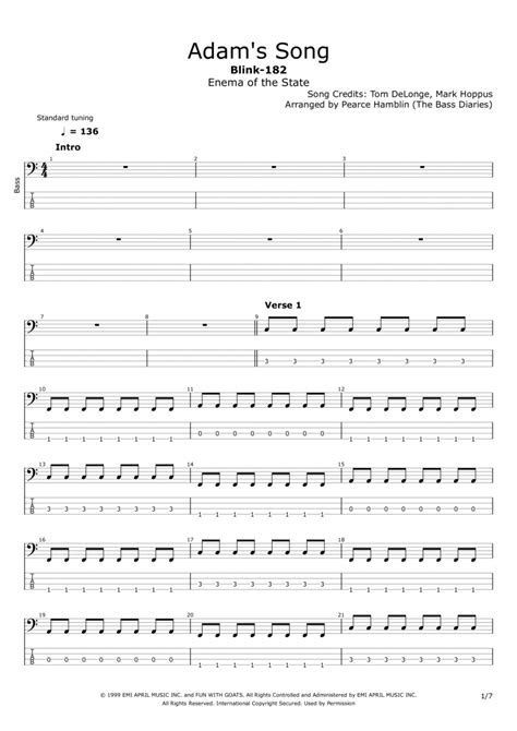 adams song tab bass|play adam's song.